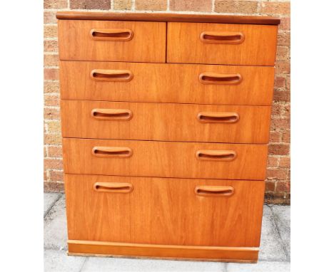 A MEREDEW TEAK CHEST OF TWO SHORT AND FOUR LONG DRAWERS  86cm wide 42cm deep 107cm high Condition Report : very good conditio