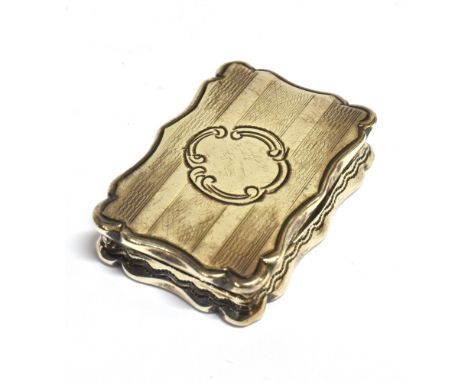 A VICTORIAN SILVER MINIATURE VINAIGRETTE  The engine turned decoration to plain central cartouche to lid, the interior hinged