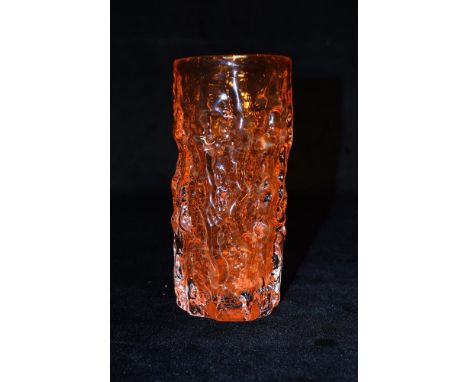 GEOFFERY BAXTER FOR WHITEFRIARS GLASS:  a 'bark' vase, model number 9690, in tangerine, 15.5cm high Condition Report : good c