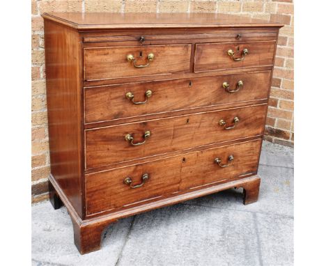 MAHOGANY CHEST OF TWO SHORT OVER THREE LONG GRADUATING DRAWERS, with brushing slide and raised on bracket feet, 99cm x 105cm 