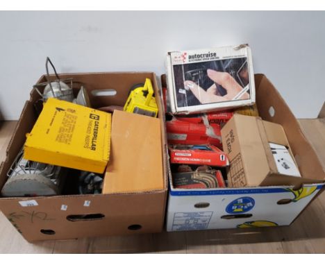 2 BOXES OF ASSORTED TOOLS INC BLACK AND DECKER RIGHT ANGLE SPEED CHANGER CATERPILLAR THREAD INSERTS ETC