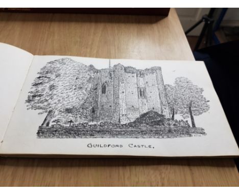 WARTIME SKETCH BOOK DATES 1943 BY P S VARNEY BOTH INK AND COLOURED ETCHINGS