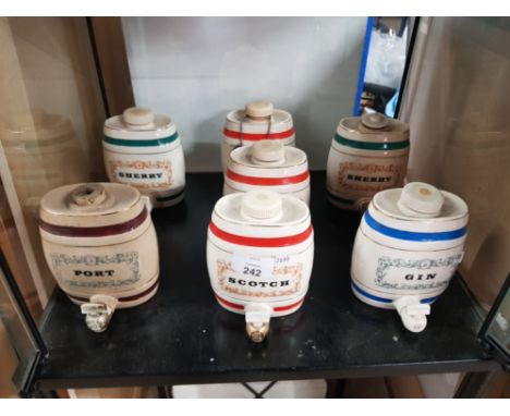 7 WADE POTTERY DRINK DISPENSERS INC SCOTCH PORT SHERRY GIN