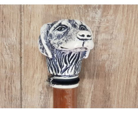 ISRAELI WALKING STICK WITH LURCHER HEAD HANDLE