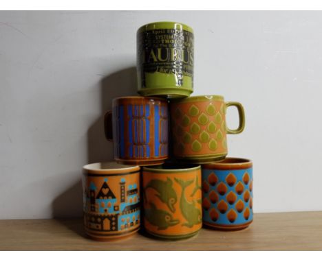 6 ASSORTED RARE HORNSEA ART POTTERY MUGS