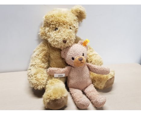 WELL LOVED STEIFF TEDDY BEAR AND LARGE JOINTED TEDDY BEAR WITH ONLY 1 EAR