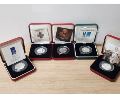 COLLECTION OF 5 SILVER PROOF 50P COINS ALL IN CASES OF ISSUE WITH CERTIFICATES OF AUTHENTICITY