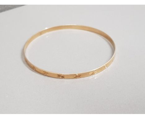 9CT GOLD STAR PATTERNED SLAVE BANGLE 6.2G