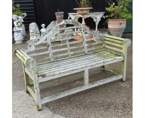 A teak Lutyens style garden bench, 170cm wide