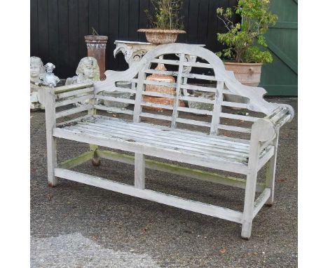 A teak Lutyens style garden bench, 166cm