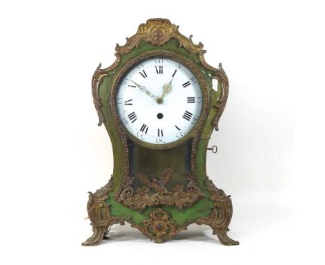 A large 19th century French brass mounted bracket clock, with a white enamel dial, 60cm high overallCondition report: Quartz 