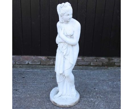 A cast stone garden statue of Miranda, 120cm high