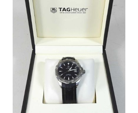 A Tag Heuer Aquaracer gentleman's wristwatch, the signed black dial with date aperture, boxed with owner's manual40mm diamete