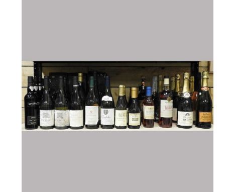 A collection of white wine and champagne, to include Chablis and sparkling wine, together with four bottles of Blandy's Madei