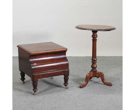 A Victorian mahogany step commode, 48cm wide, together with a 19th century inlaid games table (2)