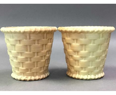 PAIR OF ROYAL WORCESTER PORCELAIN BASKETS AND OTHER CERAMICS  the Royal Worcester baskets of tapered form, marks to base, alo