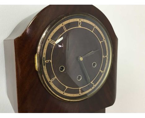 MAHOGANY GRANDMOTHER CLOCK the circular dial with Arabic numerals 135cm high