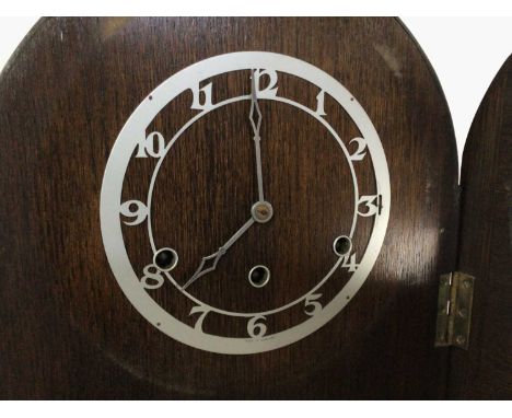 MAHOGANY GRANDMOTHER CLOCK the circular dial with arabic numerals