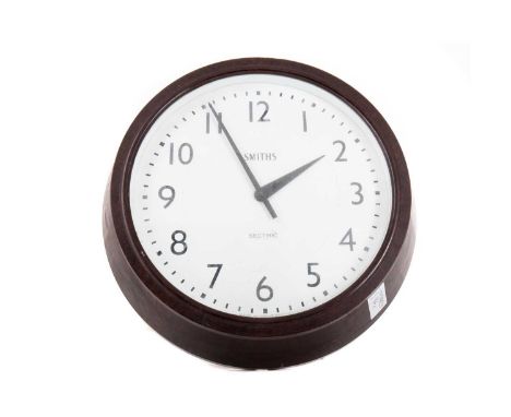 SMITHS SECTRIC WALL CLOCK MID-20TH CENTURY radio controlled electric movement, the white dial set with arabic numerals in bro