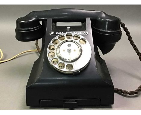 VINTAGE TELEPHONE ALONG WITH A WOOD CARVING AND OTHER ITEMS the telephone cased in black bakelite, the African carving of a m