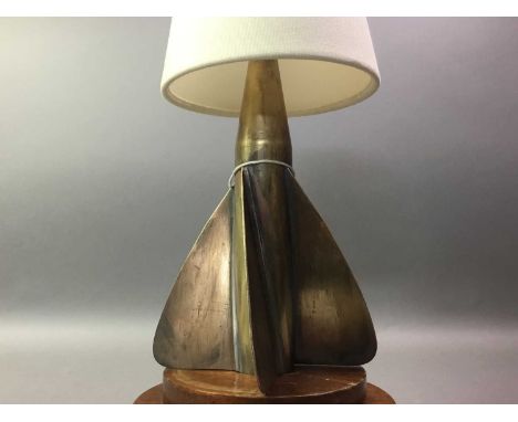THOMAS WALKER &amp; SONS SHIP'S LOG, CONVERTED TO TABLE LAMP stamped marks and CHERUB, on stepped base42cm high including sha