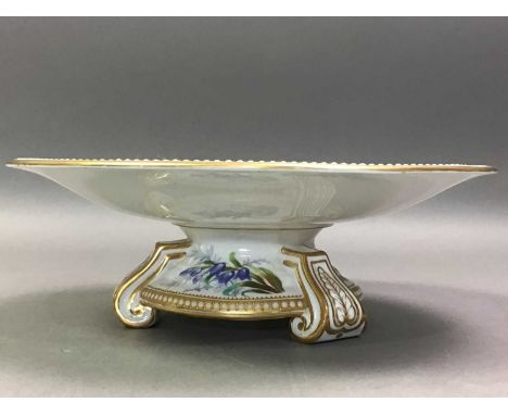 ROYAL WORCESTER STEMMED DESSERT COMPORT AND OTHER CERAMICS  the comport decorated with birds within a beaded border, along wi