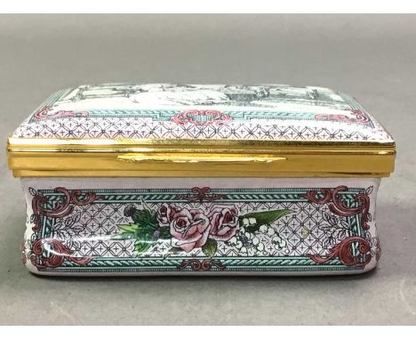 COLLECTION OF HALCYON DAYS ENAMEL TRINKET BOXES various examples. including one depicting The Houses of Parliament and others