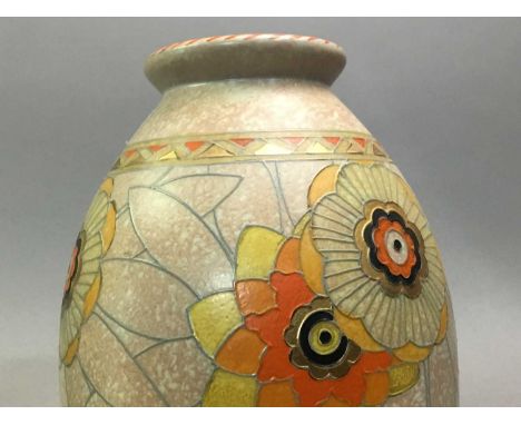 ART DECO VASE IN THE STYLE OF CHARLOTTE RHEAD ALONG WITH A SHELLEY JUG AND A BOWL the vase tube-lined with stylised floral de