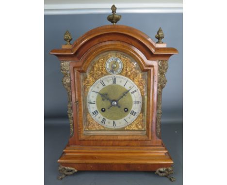 A walnut and ormolu mounted bracket mantel clock with a German R S movement striking on two gongs - Height 42cm Condition rep