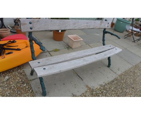 A cast iron garden bench - Width 170cm - with wooden back and seat