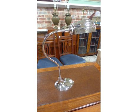An Art Deco style desk lamp with shell shape shade - nickel plated - Height 54cm 