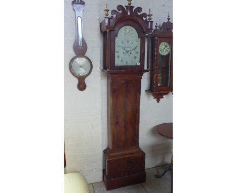 An early 19th century longcase clock, mahogany case, painted dial, eight day movement 