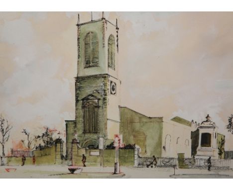 RICHARD W. MARSHALL (1944-2006), WINTER, ST MARY'S AND RECTORY, NORTON; AND PARISH CHURCH, STOCKTON, TWO WATERCOLOURS, each s