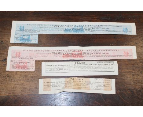 A COLLECTION OF SHARE AND BOND CERTIFICATES, including Indiana Southern Railway Company, First Mortgage Bond, 1866; Oriental 