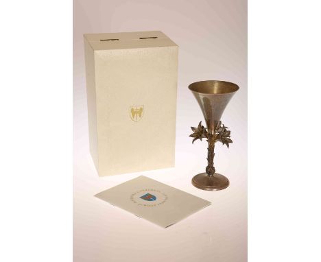 HECTOR MILLER FOR AURUM DESIGNS, THREE LIMITED EDITION SILVER COMMEMORATIVE ECCLESIASTICAL GOBLETS, the first for Westminster