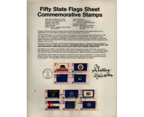 Shelley Fabares Fifty Sate Flags stamp sheet, stamp dated 1976. Good condition. All autographs come with a Certificate of Aut