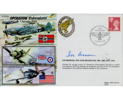 WW2 45/1c Operation Bodenplatte cover Signed by AM Sir Ivor Broom WW11 Mosquito Pilot. 1st Jan 1995 BFPS 2440 Operation Boden