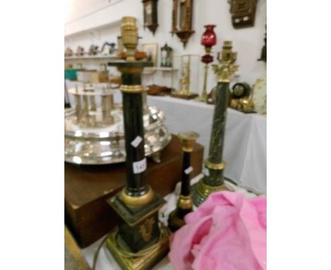 2 lamp bases and a candlestick