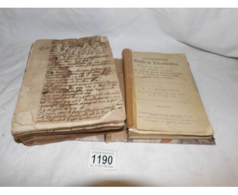 An illustrated guide to Lincolnshire and a very early hand written book (distressed)