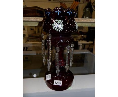 A ruby glass hand enamelled lustre