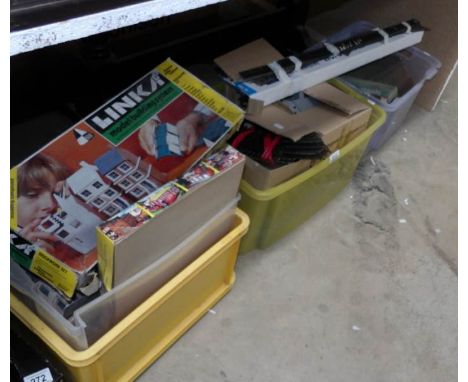 A large quantity of model railway items including engines, carriages, track, buildings etc, 3 boxes