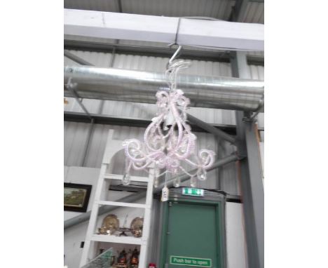 A small beaded chandelier