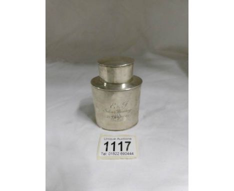 A Hallmarked silver tea caddy circa 1949, hallmark indistinct