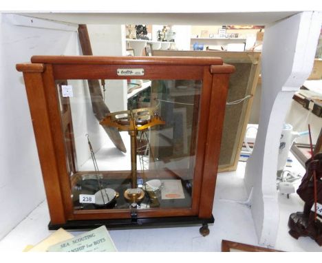 A cased set of apothecary scales by Dertling, London