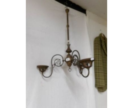 A Victorian brass gasolier 3 arm ceiling light
