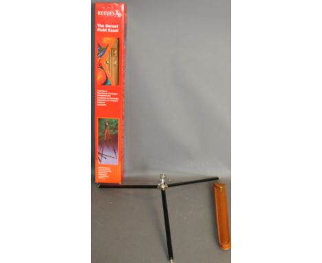 A Reeves 'The Dorset Field Easel', original retail box, together with a small camera tripod, (2). 