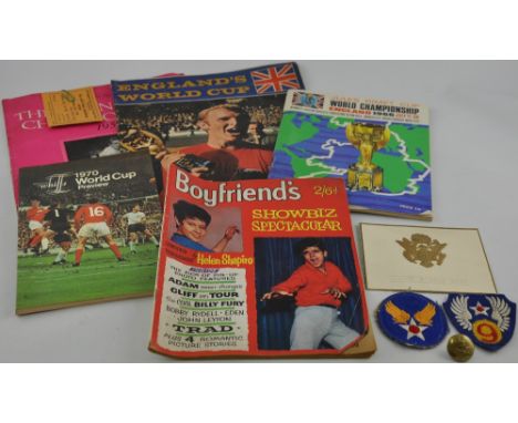 A 1966 World Cup Official Souvenir Programme, together with a 1970 World Cup Review, 1958 Wimbledon programme with ticket, an