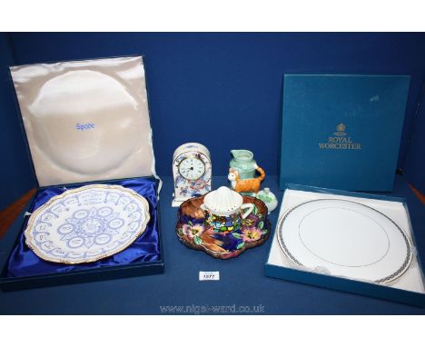 A Royal Worcester 'Francesca' cake plate and Spode Service of the Passover plate, both boxed, Masons clock, James Herriot mil