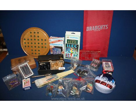 A quantity of miscellanea including vintage games, figures, fans, cards, etc.