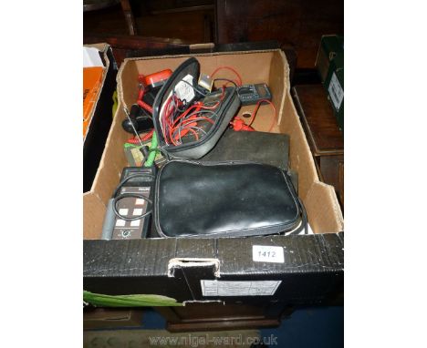 A quantity of various meters and a cased East Kilbride Instruments Ltd Photometers and letter/receipt and range filters, a th